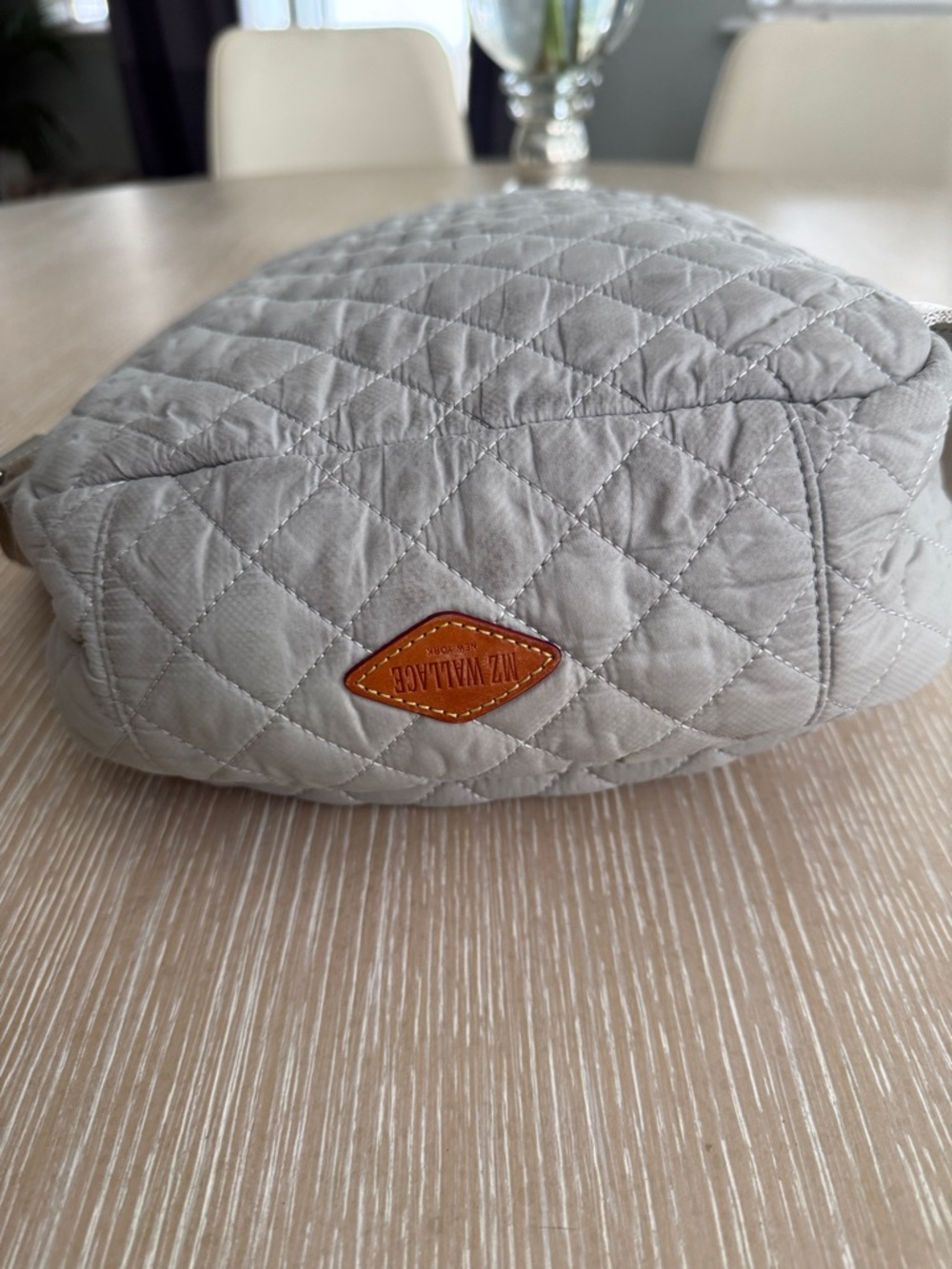 MZ WALLACE QUILTED Dove Grey Small Metro Backpack Silver Accents - Picture 7 of 16